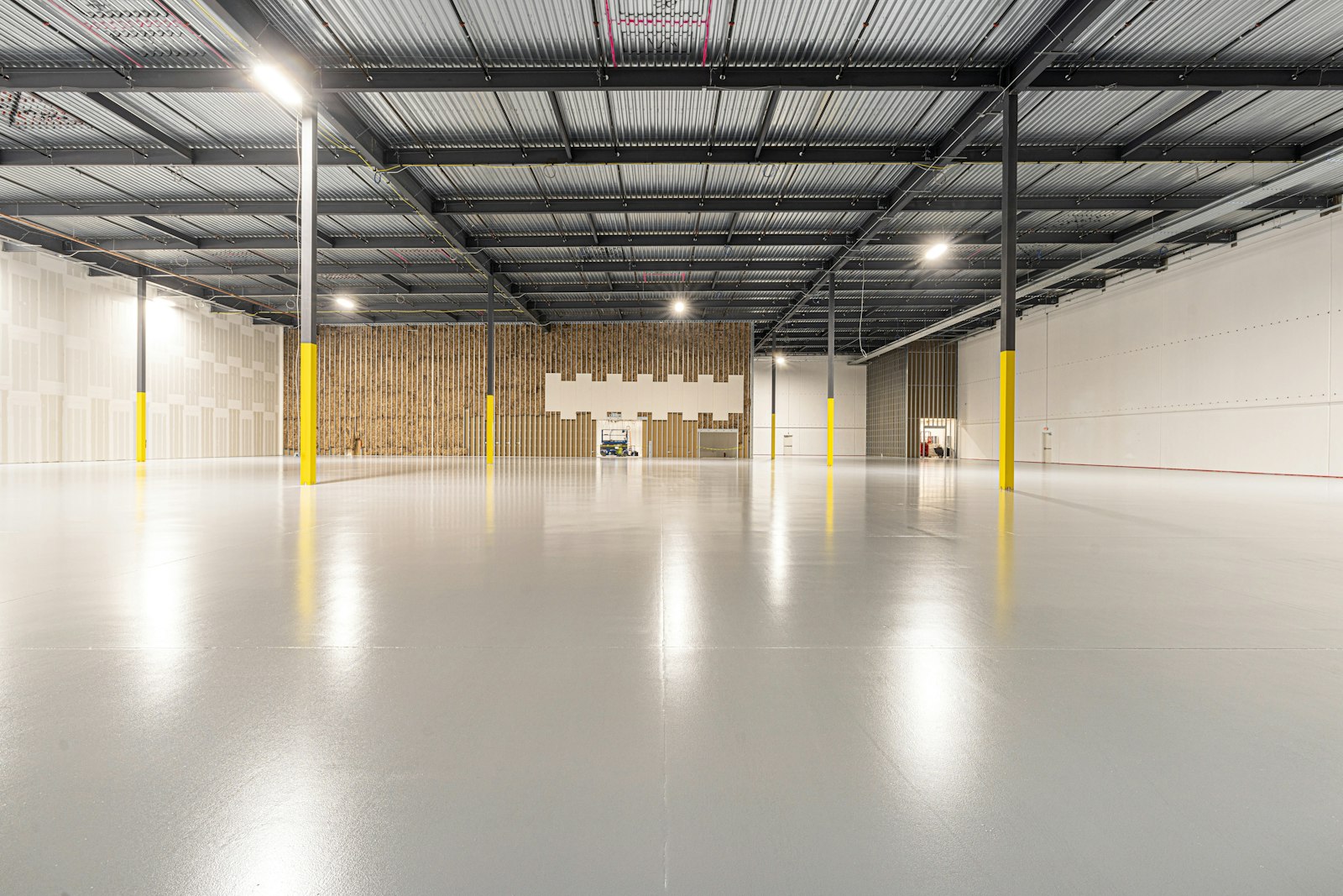 Polished hard floor in a large commercial space