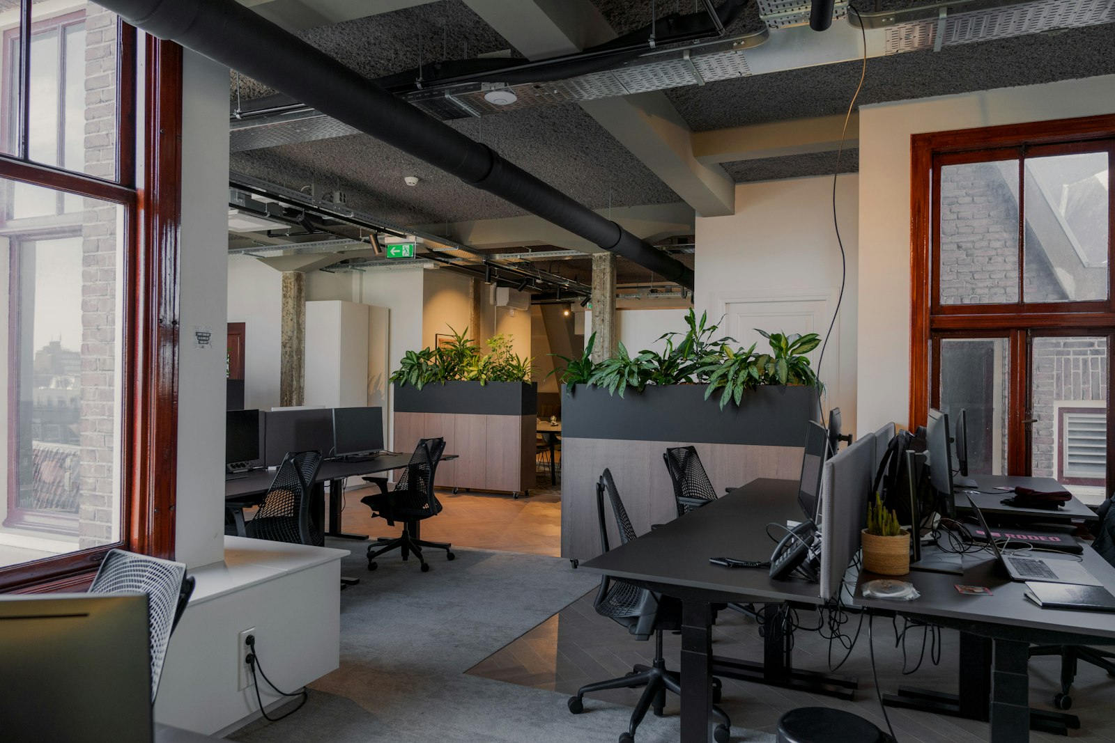 Modern workplace interior maintained by a commercial cleaning contract