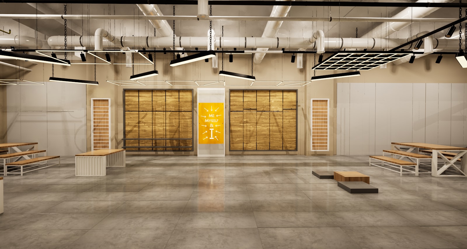 Empty retail space with a polished floor